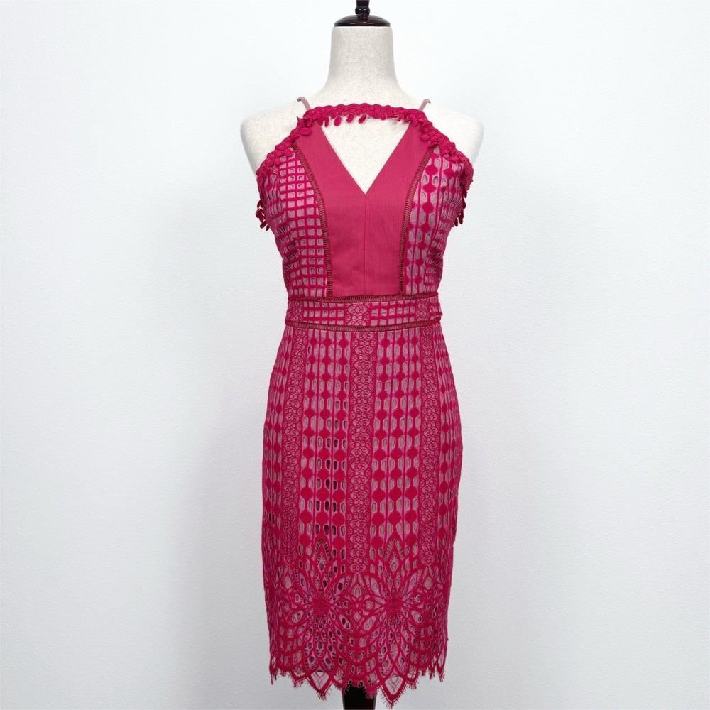 Harlyn Dress Womens M Pink Lace Feminine‎ Coquette Event Dainty Preppy Old Money - Picture 3 of 16